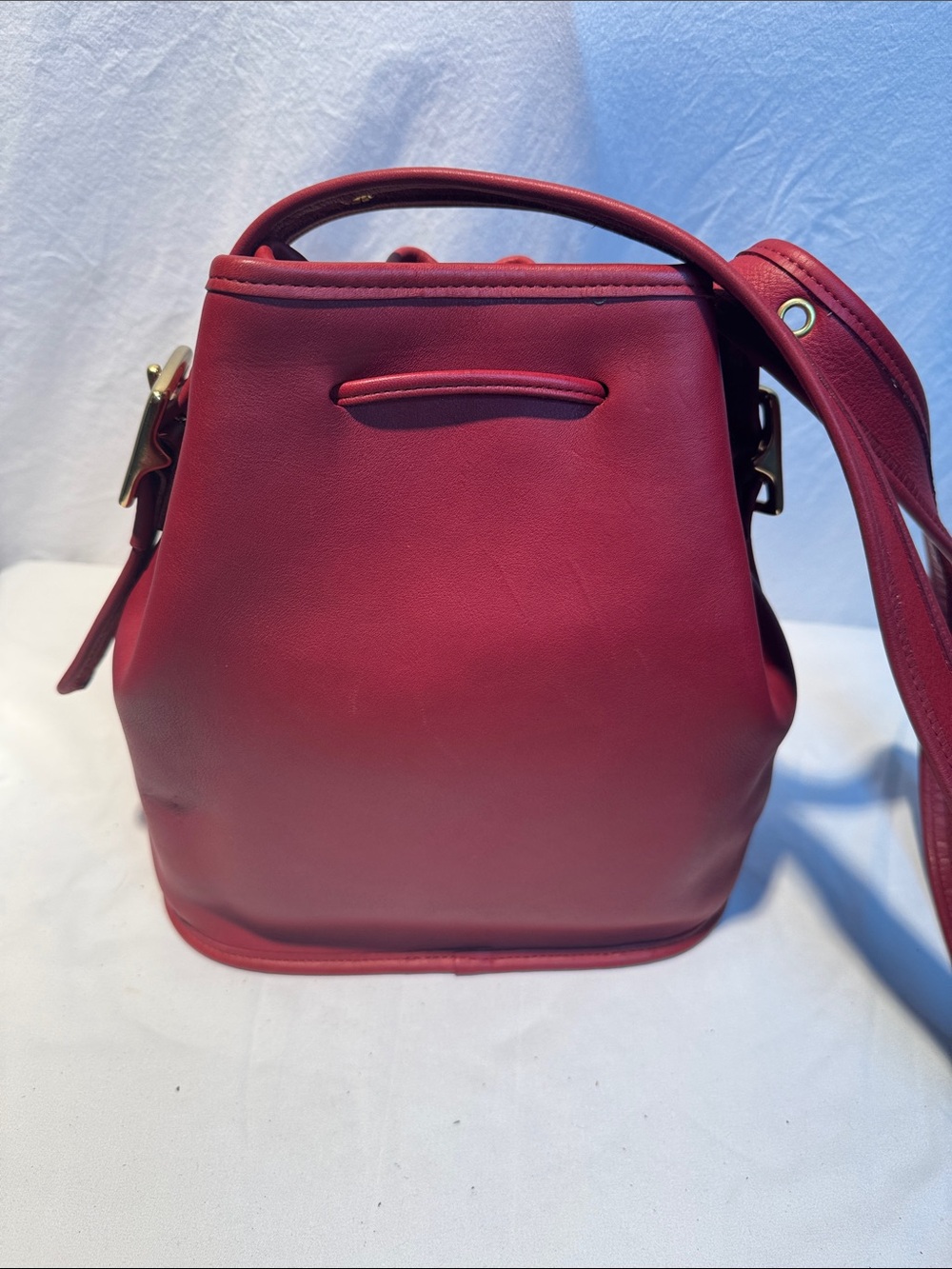 Coach Vintage Red Leather Drawstring Crossbody Bucket Bag 9952 - Picture 6 of 16